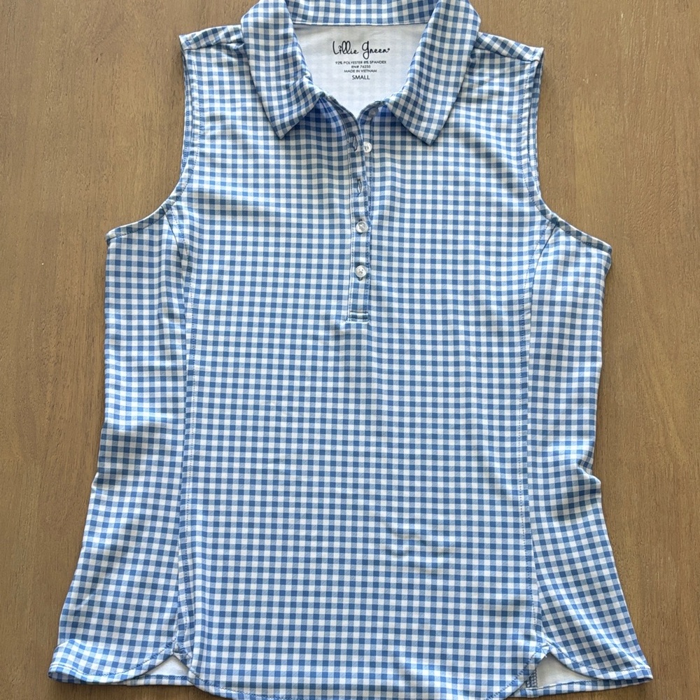 Lillie Green Blue Checkered Sleeveless Shirt